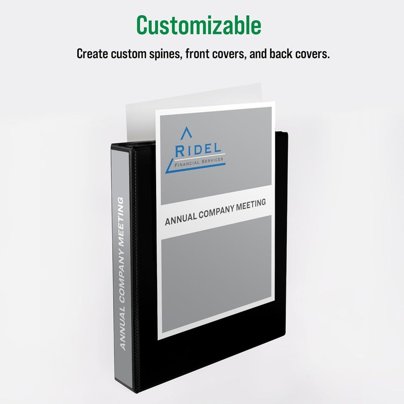 Office Essentials Economy View 3 Ring Binders, 1.5" Round Rings, 2.1" Spine, 275-Sheet Capacity, Black Binders, Ideal for Occasional Use and Light Referencing (4-Pack of 03129) - Image 2